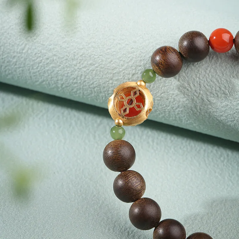 Moon Seal Hundred Rivers Fragrance Agarwood Precious Wood Bracelets Unisex-2