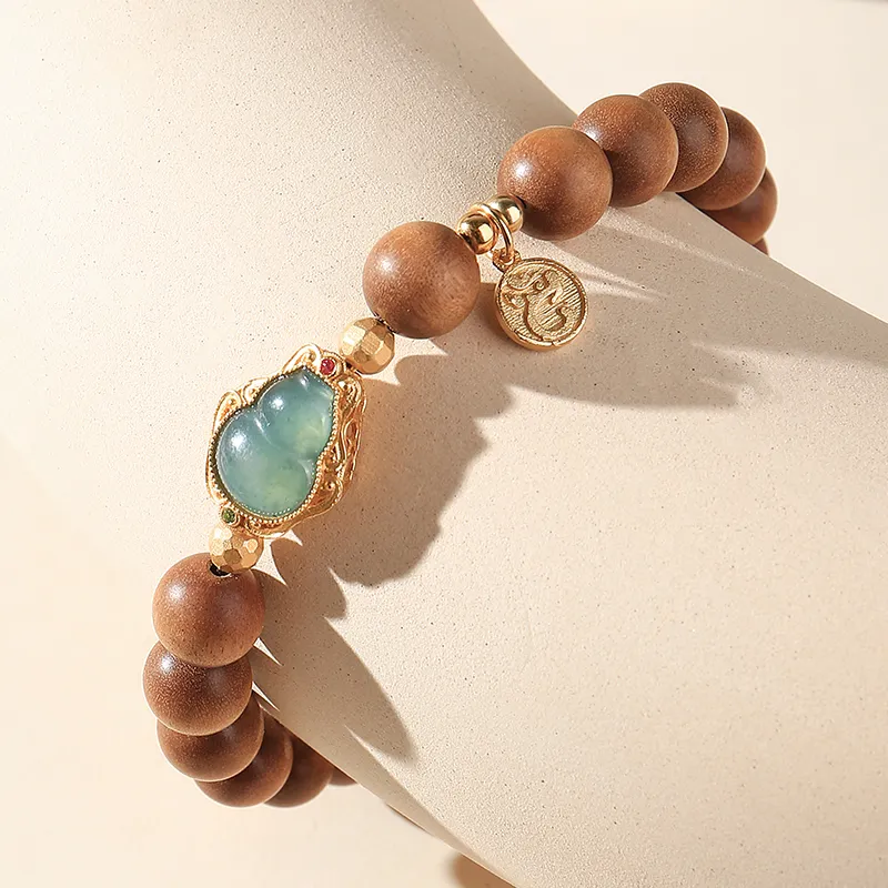 Moon Seal Hundred Rivers Laoshan Sandalwood Precious Wood Bracelets Unisex-5