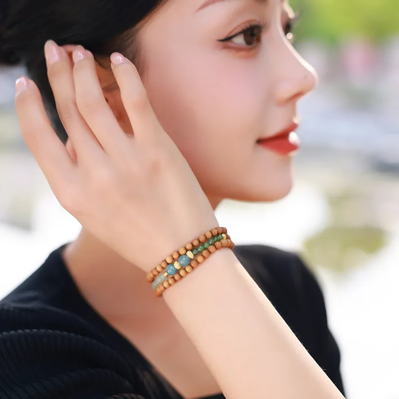 Moon Seal Hundred Rivers Laoshan Sandalwood Bracelets Unisex-3