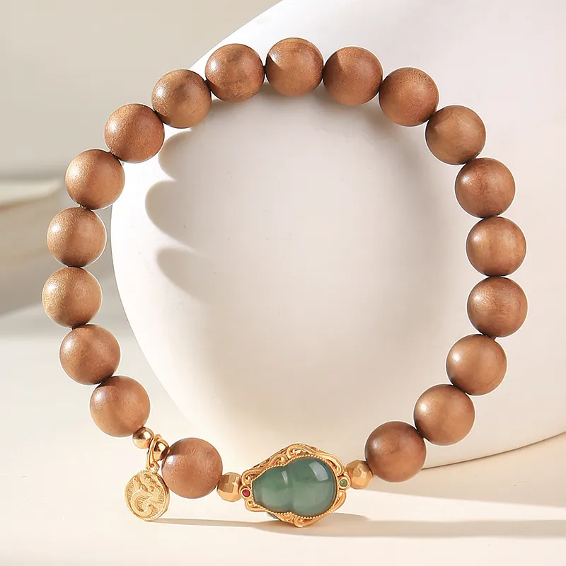 Moon Seal Hundred Rivers Laoshan Sandalwood Precious Wood Bracelets Unisex-7