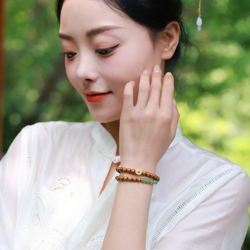 Moon Seal Hundred Rivers Laoshan Sandalwood Wooden Bracelets Unisex-3