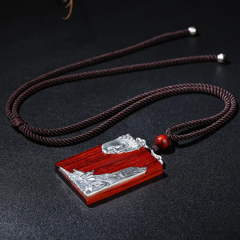 Moon Seal Hundred Rivers Rosewood Pendants Unisex-3
