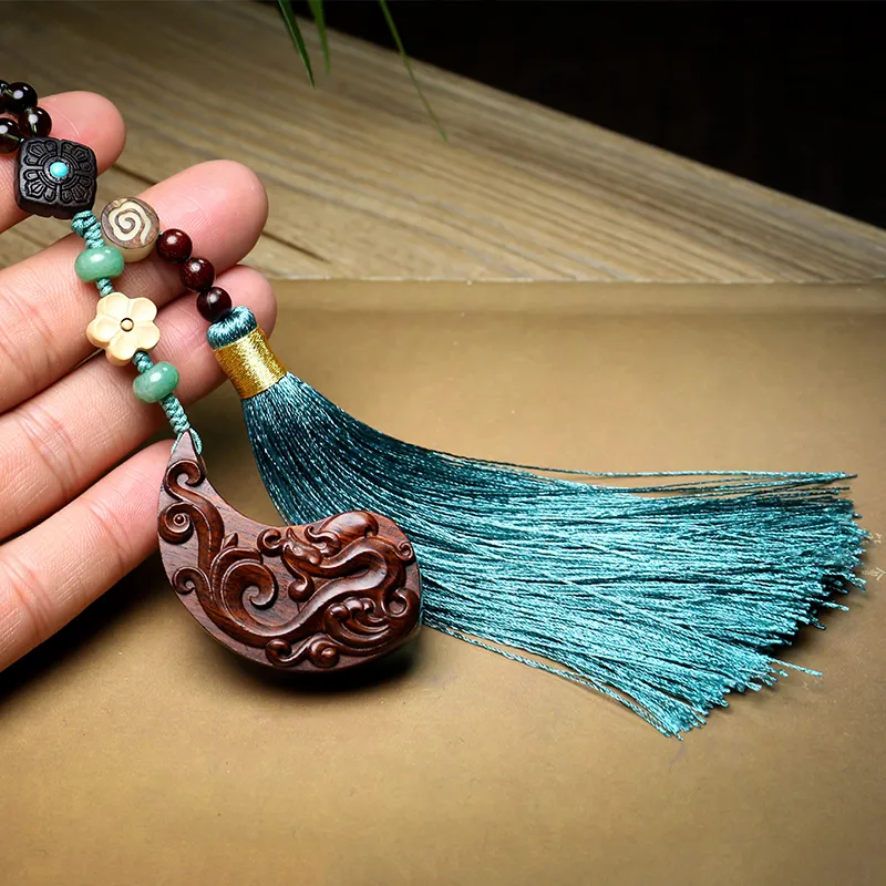 Moon Seal Hundred Rivers Huanghuali Wooden Product Charm Unisex-1