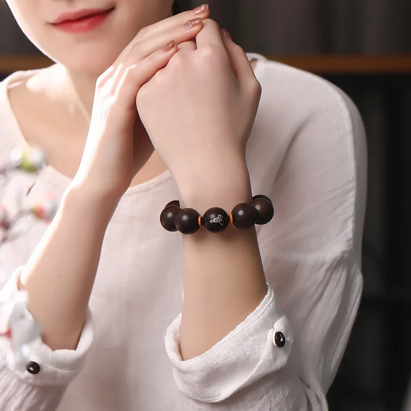 Moon Seal Hundred Rivers Fragrance Agarwood Wooden Bracelets Unisex-6
