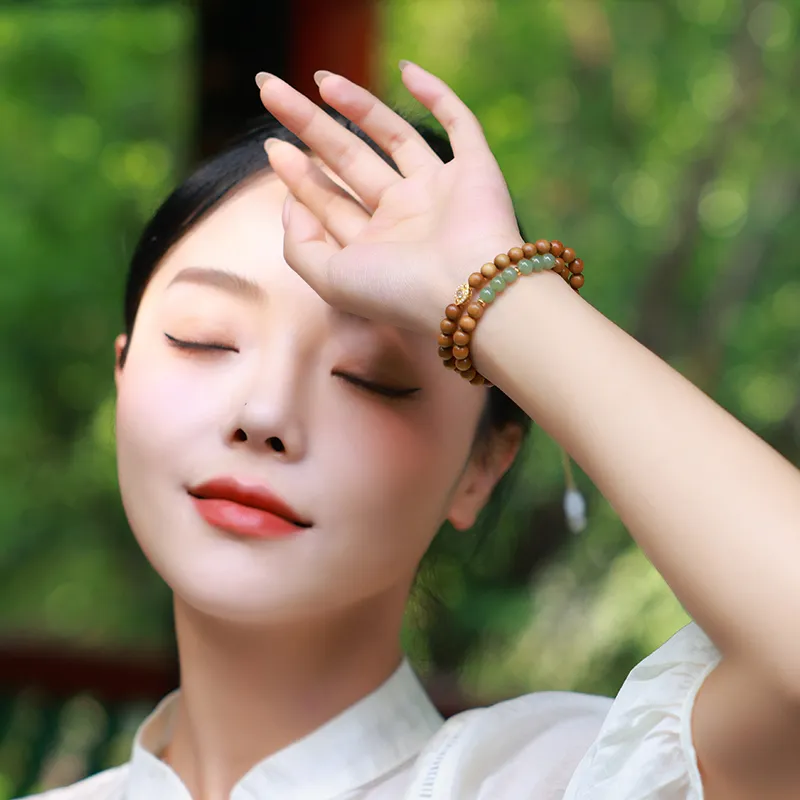 Moon Seal Hundred Rivers Laoshan Sandalwood Wooden Bracelets Unisex-4