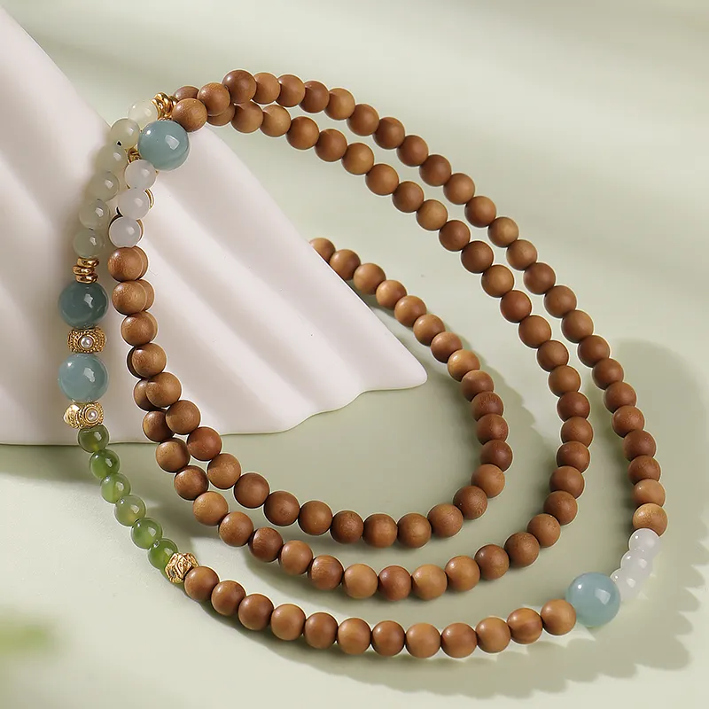 Moon Seal Hundred Rivers Laoshan Sandalwood Bracelets Unisex-1