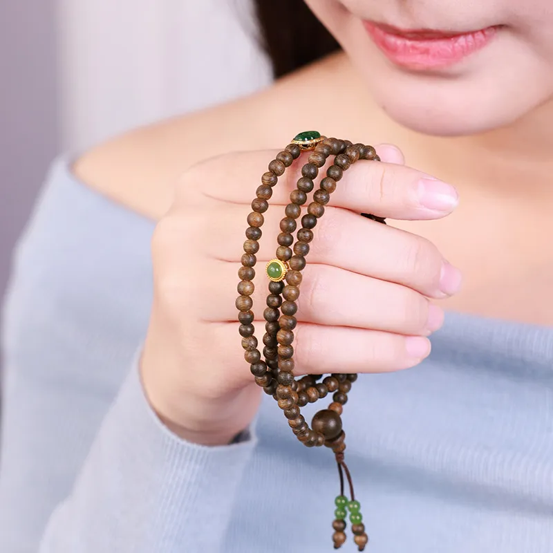 Moon Seal Hundred Rivers Agarwood Bracelets Unisex-3