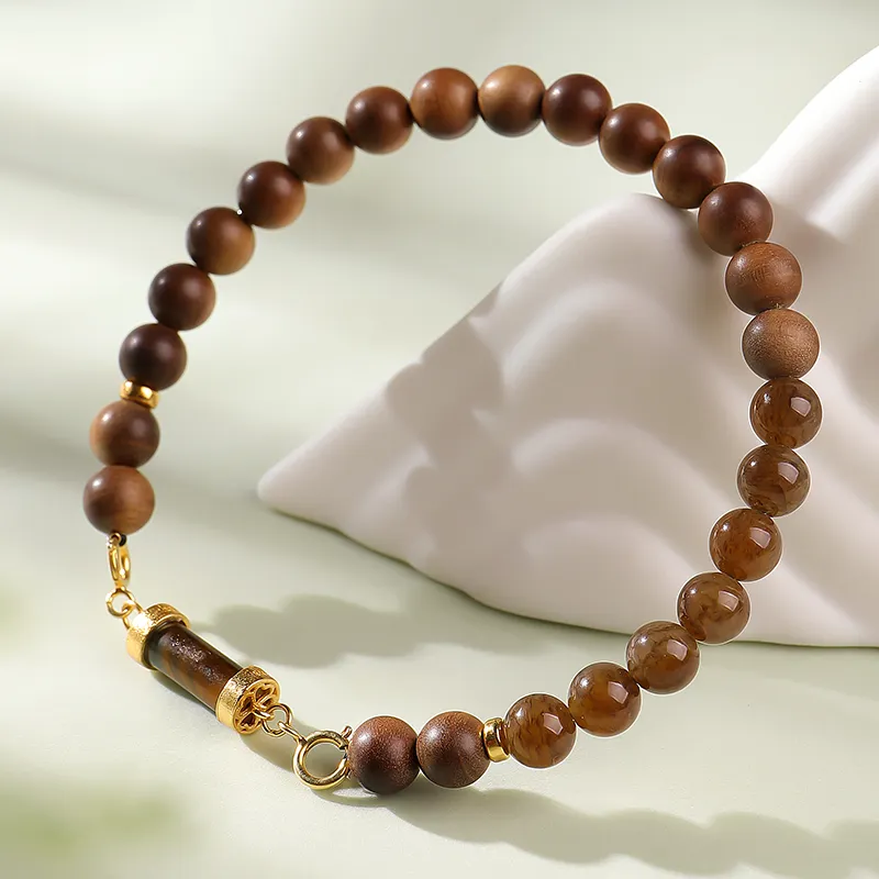 Moon Seal Hundred Rivers Laoshan Sandalwood Wooden Bracelets Unisex-1