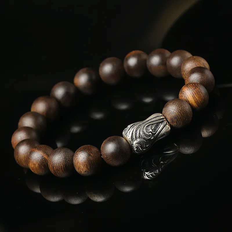 Moon Seal Hundred Rivers Agarwood Wooden Bracelets Unisex-2