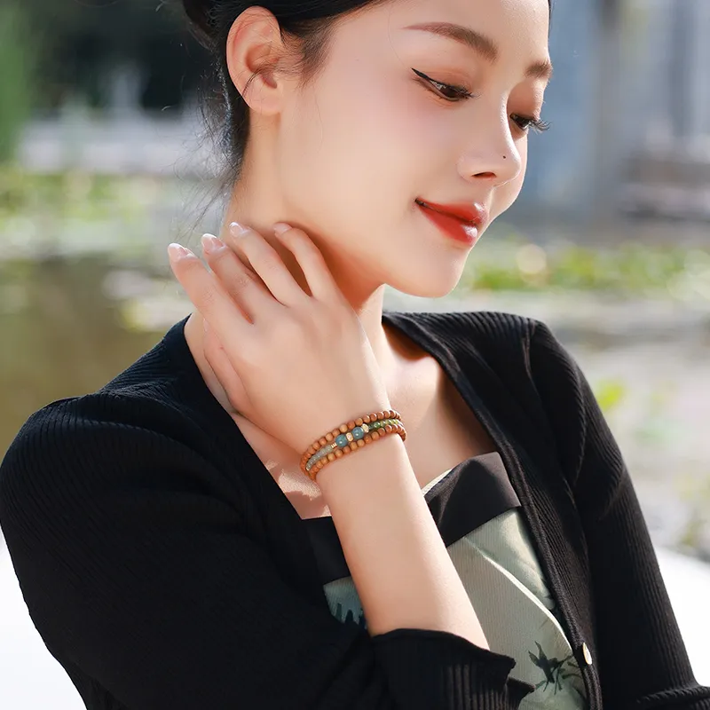 Moon Seal Hundred Rivers Laoshan Sandalwood Bracelets Unisex-4