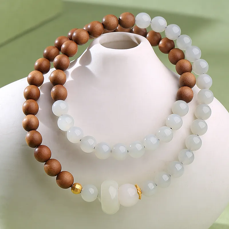 Moon Seal Hundred Rivers Laoshan Sandalwood Bracelets Unisex-2