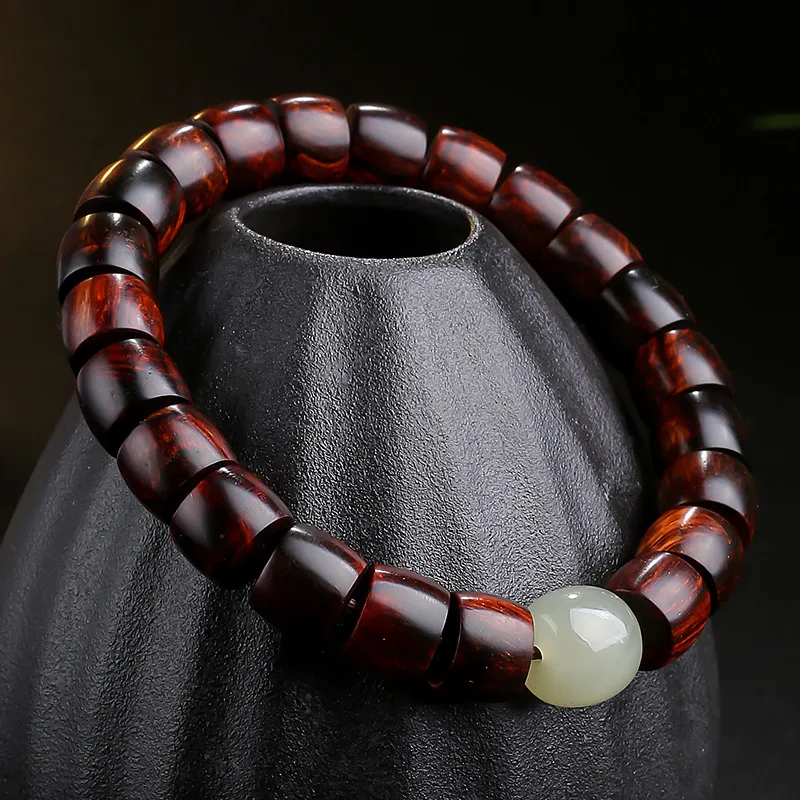 Moon Seal Hundred Rivers Huanghuali Precious Wood Bracelets Unisex-5