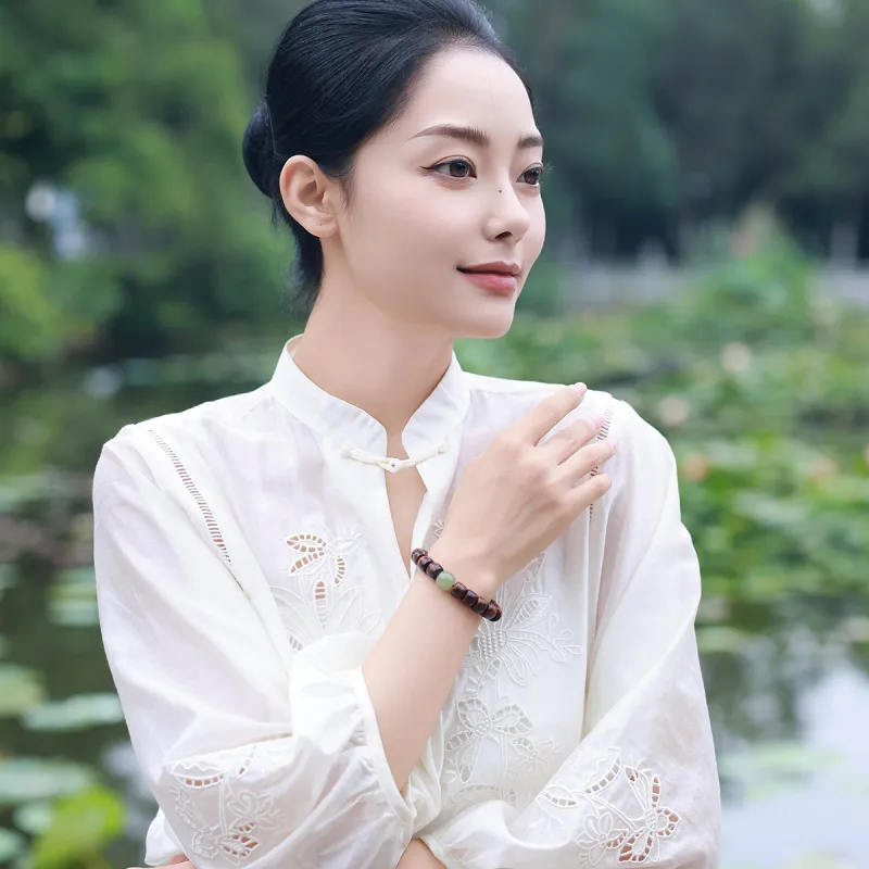Moon Seal Hundred Rivers Huanghuali Precious Wood Bracelets Unisex-4