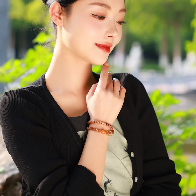 Moon Seal Hundred Rivers Laoshan Sandalwood Bracelets Unisex-5