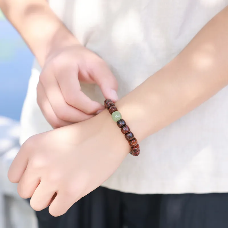Moon Seal Hundred Rivers Huanghuali Precious Wood Bracelets Unisex-5
