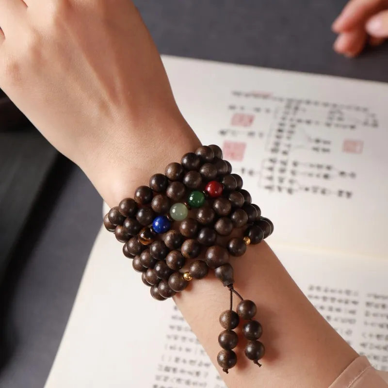 Moon Seal Hundred Rivers Fragrance Agarwood Precious Wood Bracelets Unisex-5