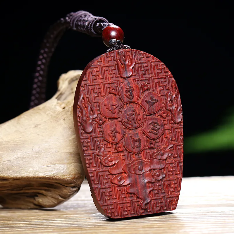 Moon Seal Hundred Rivers Rosewood Pendants Unisex-2