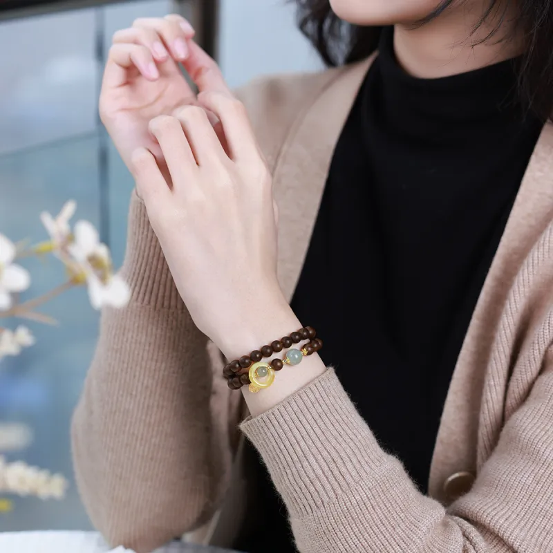 Moon Seal Hundred Rivers Fragrance Agarwood Precious Wood Bracelets Unisex-4