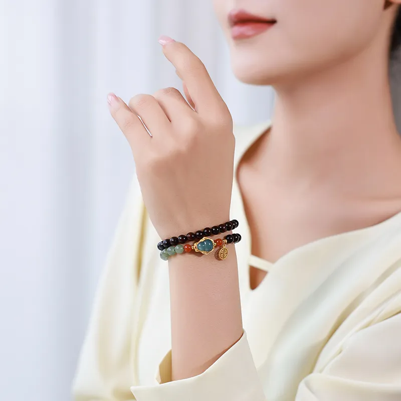 Moon Seal Hundred Rivers Rosewood Precious Wood Bracelets Unisex-2