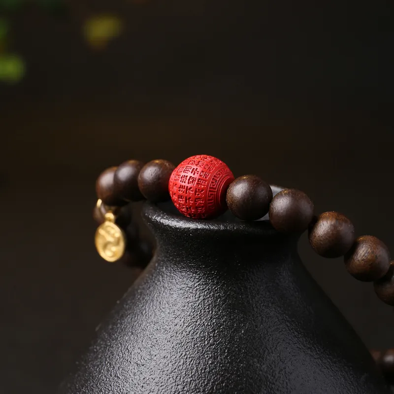 Moon Seal Hundred Rivers Fragrance Agarwood Precious Wood Bracelets Unisex-5