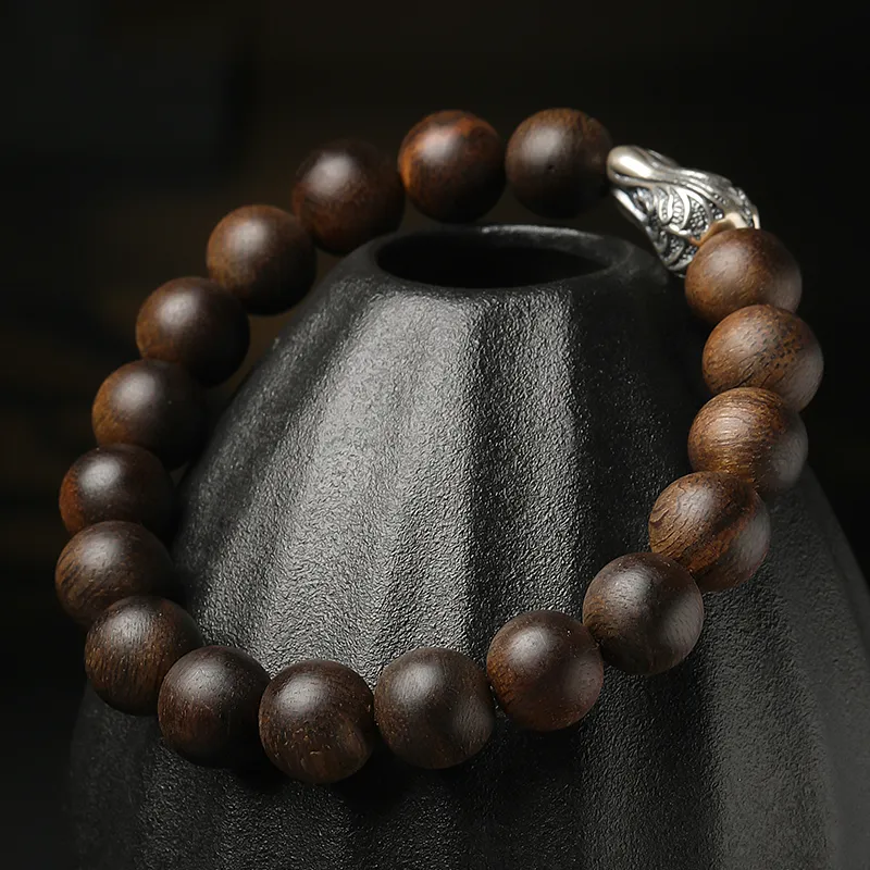 Moon Seal Hundred Rivers Agarwood Wooden Bracelets Unisex-1