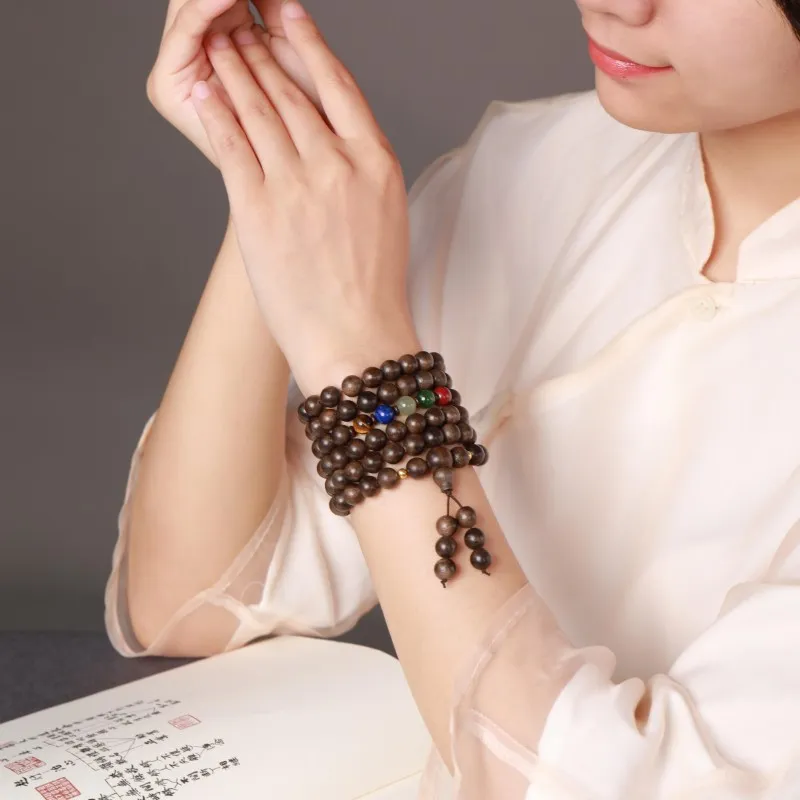 Moon Seal Hundred Rivers Fragrance Agarwood Precious Wood Bracelets Unisex-3