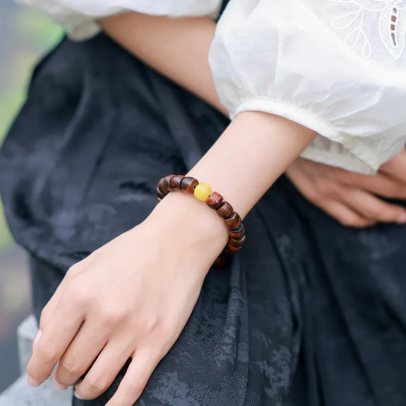 Moon Seal Hundred Rivers Huanghuali Bracelets Unisex-4