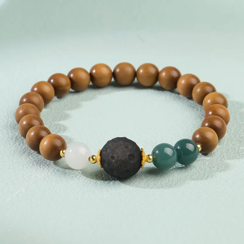 Moon Seal Hundred Rivers Laoshan Sandalwood Bracelets Unisex-1