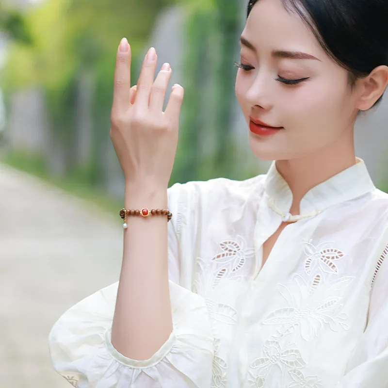 Moon Seal Hundred Rivers Laoshan Sandalwood Bracelets Women's-3
