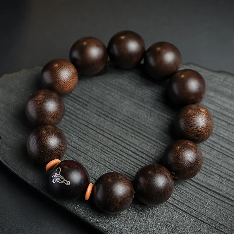 Moon Seal Hundred Rivers Fragrance Agarwood Wooden Bracelets Unisex-1
