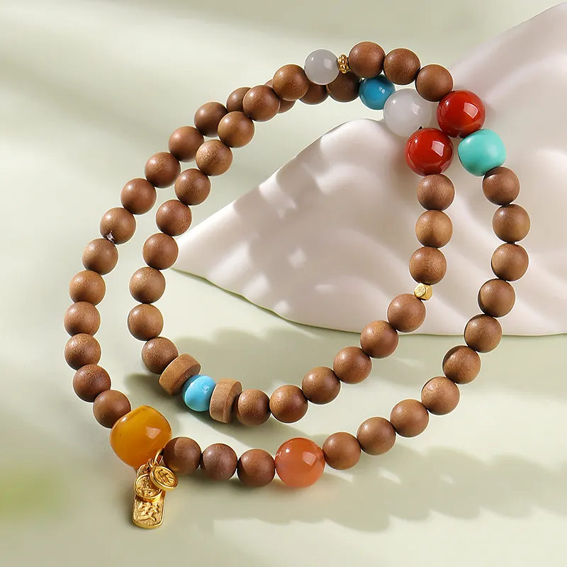 Moon Seal Hundred Rivers Laoshan Sandalwood Bracelets Unisex-1