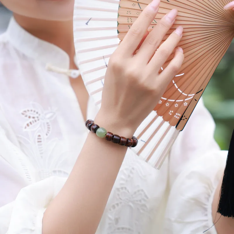 Moon Seal Hundred Rivers Huanghuali Precious Wood Bracelets Unisex-2