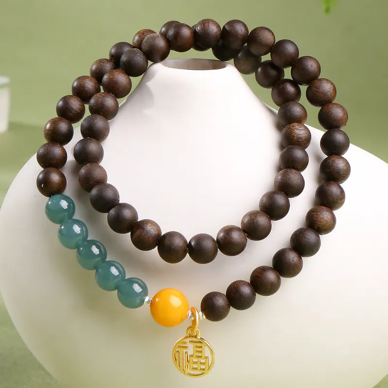 Moon Seal Hundred Rivers Fragrance Agarwood Bracelets Unisex-3