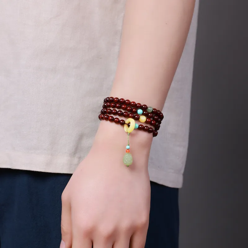 Moon Seal Hundred Rivers Rosewood Wooden Bracelets Unisex-5