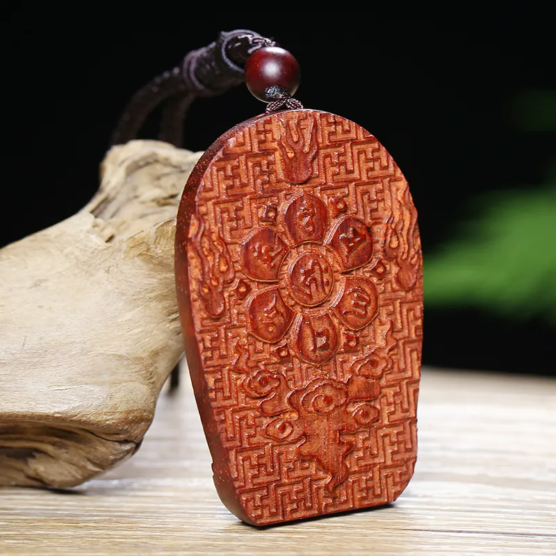 Moon Seal Hundred Rivers Rosewood Pendants Unisex-14
