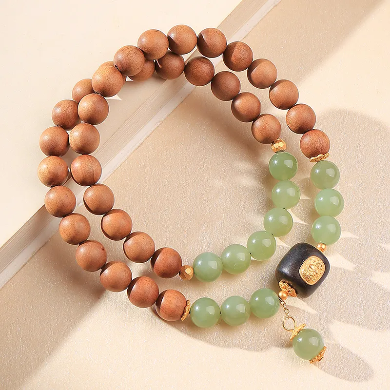Moon Seal Hundred Rivers Laoshan Sandalwood Bracelets Unisex-2