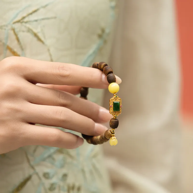 Moon Seal Hundred Rivers Fragrance Agarwood Precious Wood Bracelets Unisex-5