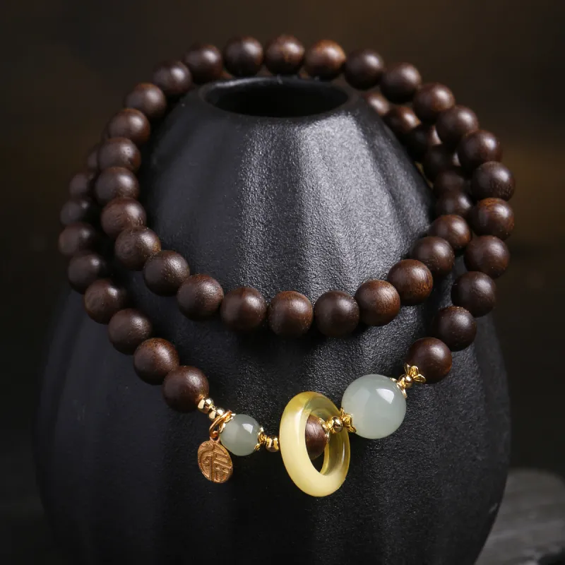 Moon Seal Hundred Rivers Fragrance Agarwood Precious Wood Bracelets Unisex-3