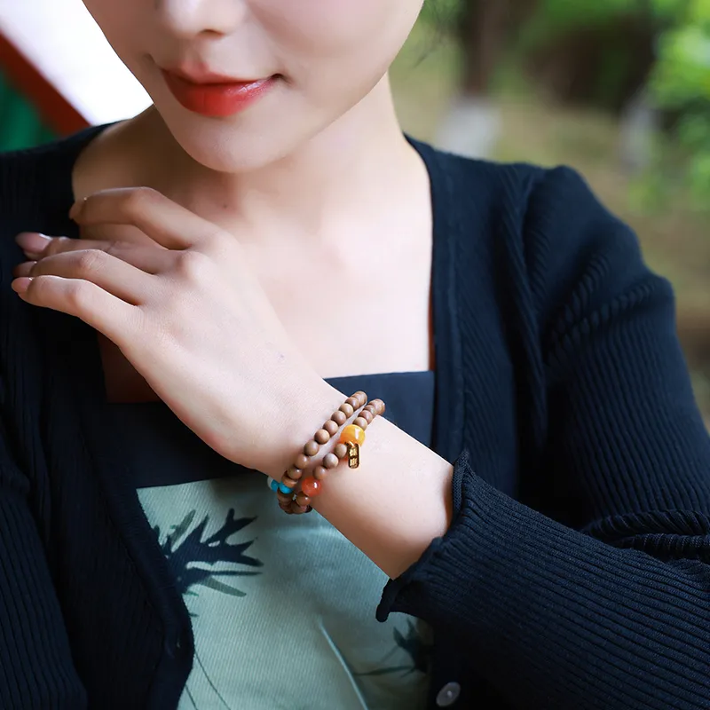 Moon Seal Hundred Rivers Laoshan Sandalwood Bracelets Unisex-7