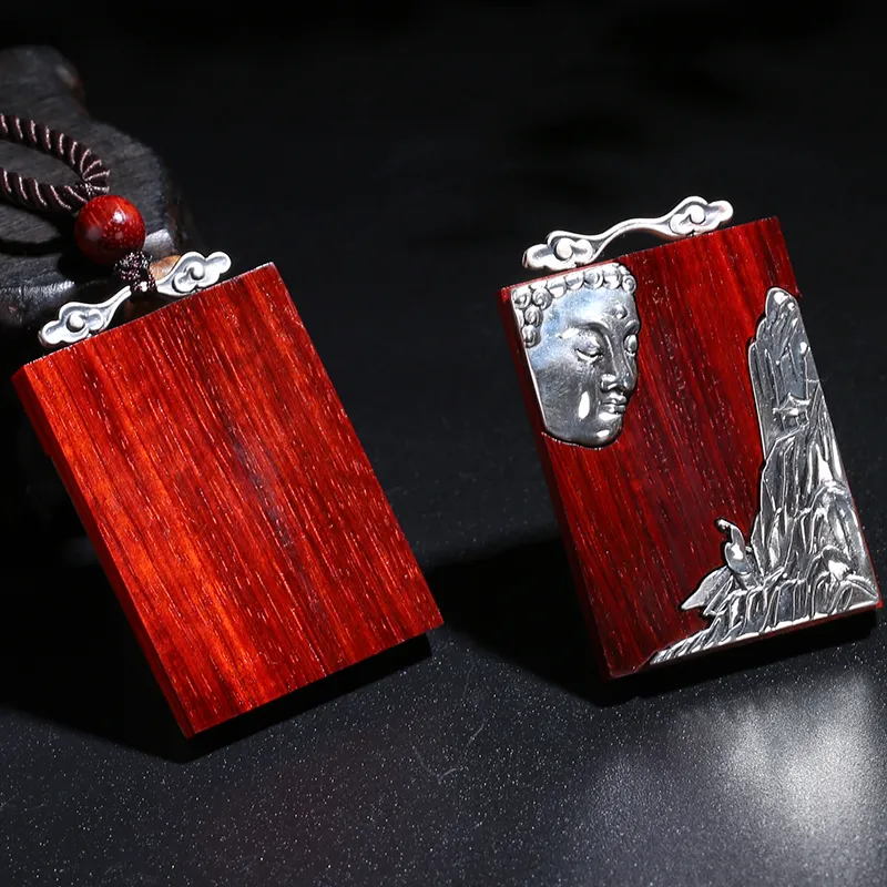 Moon Seal Hundred Rivers Rosewood Pendants Unisex-5