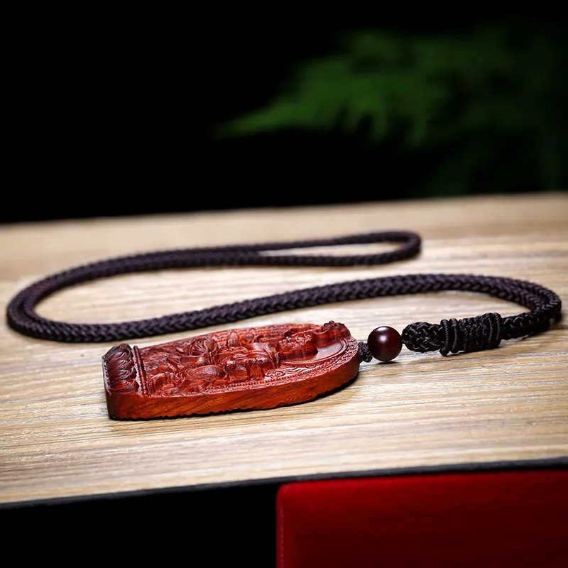 Moon Seal Hundred Rivers Rosewood Pendants Unisex-8