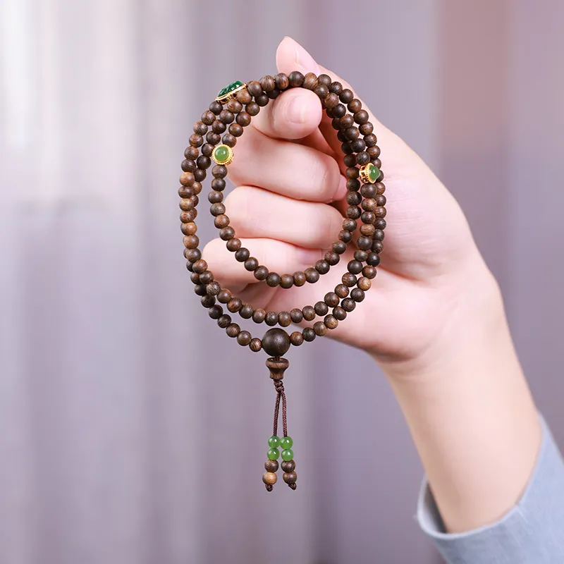 Moon Seal Hundred Rivers Agarwood Bracelets Unisex-2
