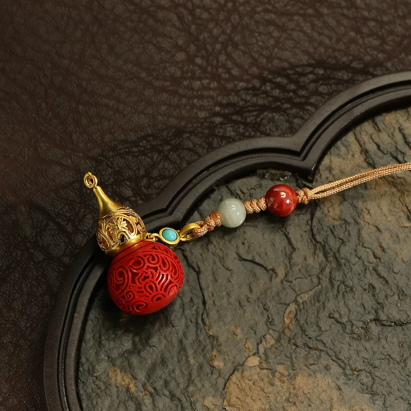 LIBALU Cinnabar Carved Jade Ornaments Unisex-5