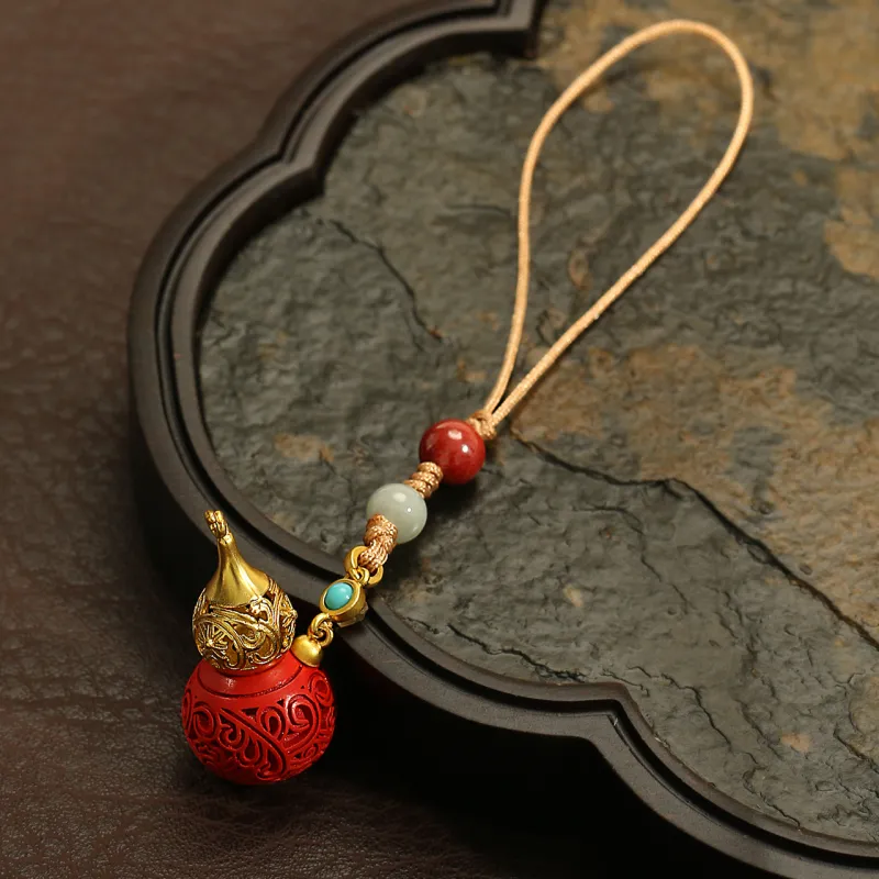 LIBALU Cinnabar Carved Jade Ornaments Unisex-1