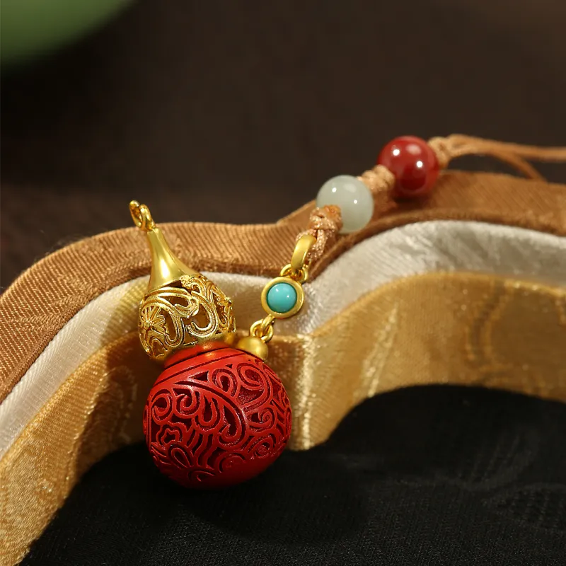 LIBALU Cinnabar Carved Jade Ornaments Unisex-4