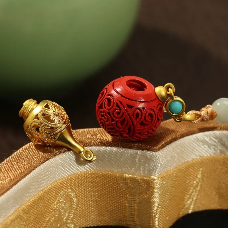 LIBALU Cinnabar Carved Jade Ornaments Unisex-3