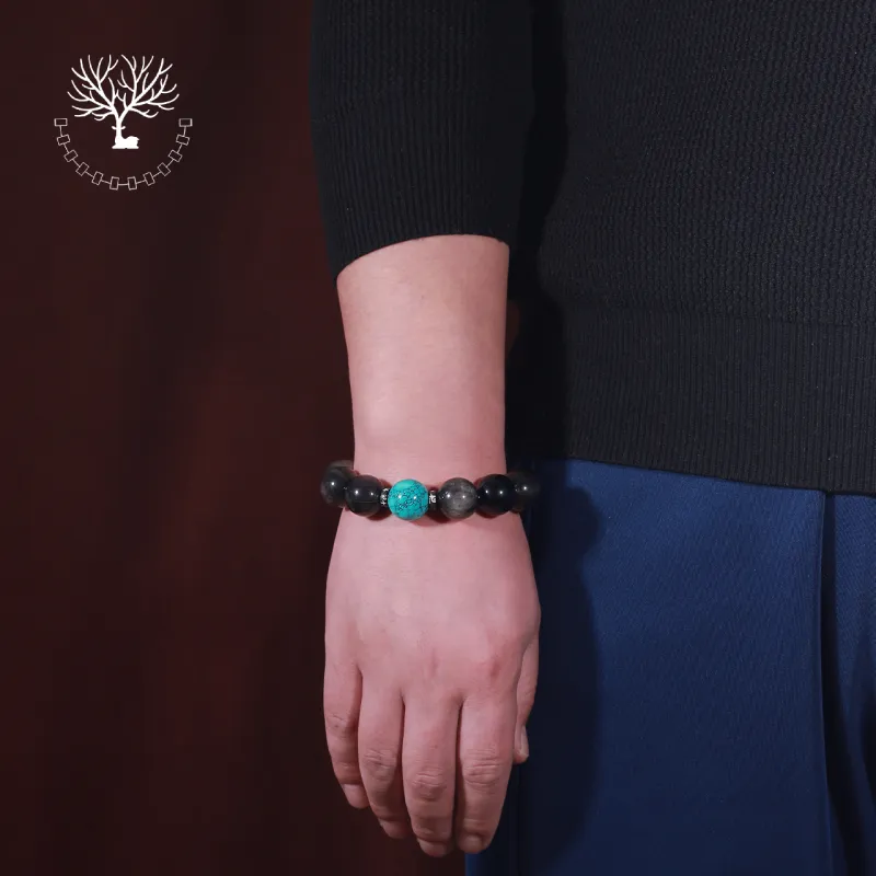 LIBALU Natural Obsidian Bracelets Men's-1