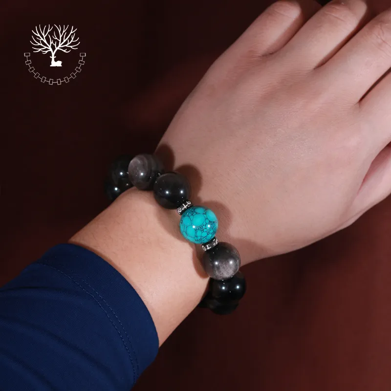 LIBALU Natural Obsidian Bracelets Men's-2