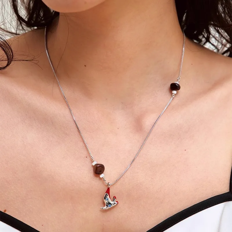 GOOGMO Agate, Rhodium Plated Copper Necklaces Women's-2