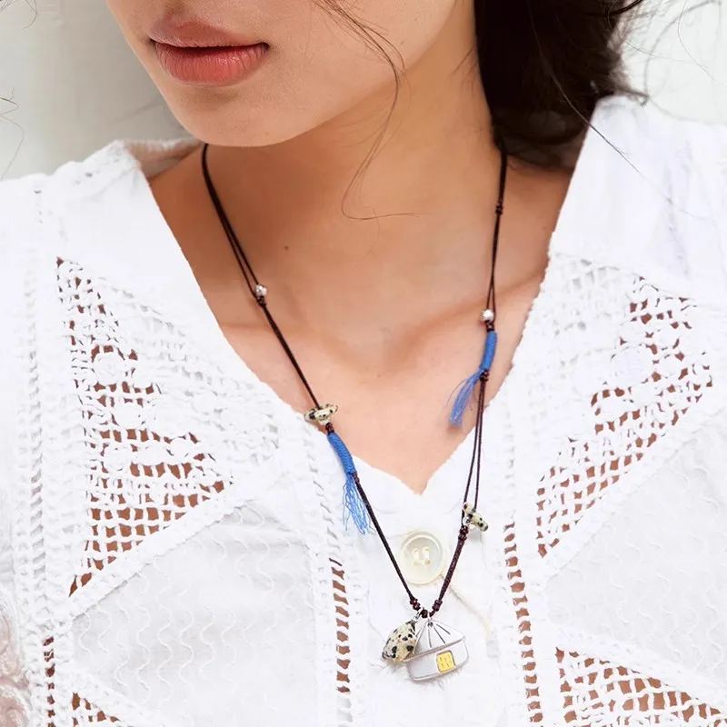 GOOGMO Rhodium Plated Copper, Spot Stone Necklaces Women's-2